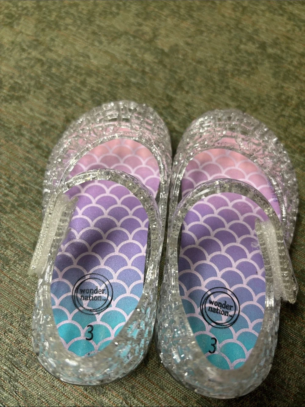 wonder nation Silver Glitter Jelly Mary Janes with Pink and Purple Insole